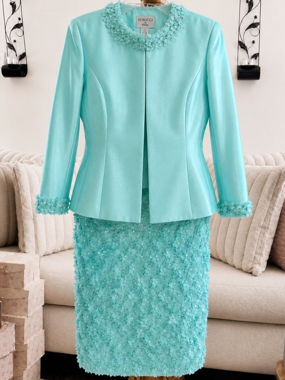Verucci by Chancelle Three-Piece Aqua Skirt Set